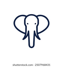 simple Minimalist monoline lineart outline Elephant head icon logo template vector illustration