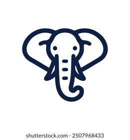 simple Minimalist monoline lineart outline Elephant head icon logo template vector illustration