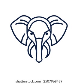 simple Minimalist monoline lineart outline Elephant head icon logo template vector illustration