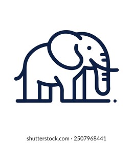 Minimalista monoline lineart contorno Elefante cabeza icono logo Plantilla Ilustración vectorial