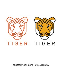 Sencillo logotipo minimalista de tigre de monolina Vector Premium