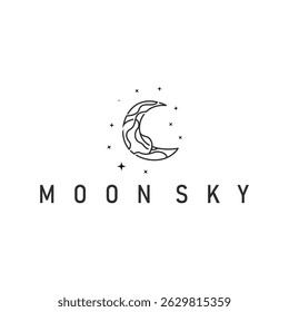 conception de logo de lune minimaliste simple avec concept de ligne élégant comme template d'illustration de symbole pour un produit et une marque d'entreprise