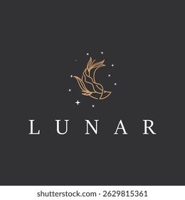simple minimalist moon logo design with elegant line concept as a symbol illustration template for a product and business brand