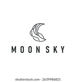 simple minimalist moon logo design with elegant line concept as a symbol illustration template for a product and business brand