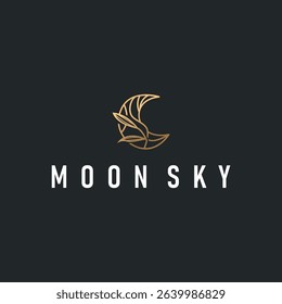 simple minimalist moon logo design with elegant line concept as a symbol illustration template for a product and business brand