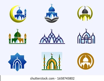 simple minimalist mosque building logo vector 