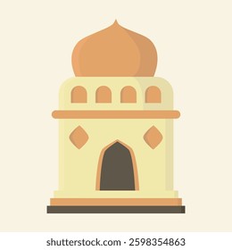 Simple Minimalist Mosque Illustration for Eid Mubarak Ramadhan