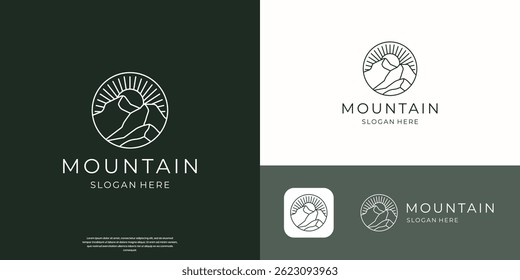 Simple minimalist mountain adventure logo design