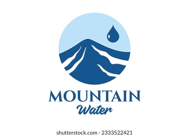 Simple Minimalist Mountain Hill with Fresh Liquid Drop for Spring or Mineral Water Icon Illustration Vector