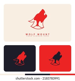 simple minimalist mountain inside wolf silhouette logo design illustration