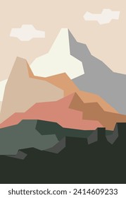 Simple Minimalist Mountain View Vector Background