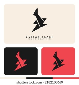 simple minimalist music guitar flash storm logo design