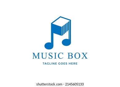 Simple Minimalist Music Key Note Box Cube Logo Design Vector