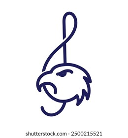 Simple Minimalist Music Note Clef with Eagle Hawk Falcon Head Icon Symbol Illustration Vector