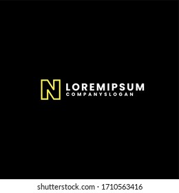 Simple minimalist N logotype in modern yellow outline shape design concept