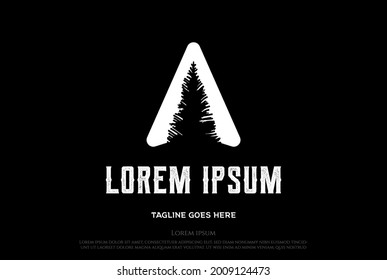Flecha simple y minimalista del Triángulo Norte Pino Spruce Cedar Evergreen Logotipo de árbol de arco