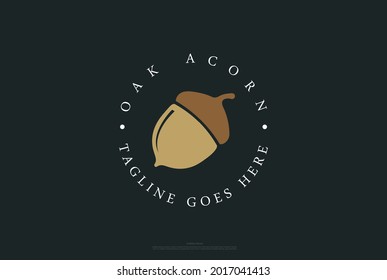 Simple Minimalist Oak Acorn Nut Logo Design Vector