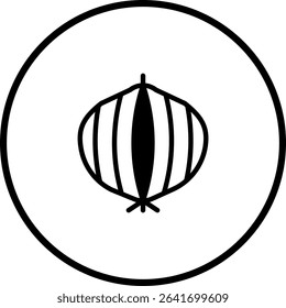 Simple and Minimalist Onion Illustration in a Circular Frame for Culinary Design