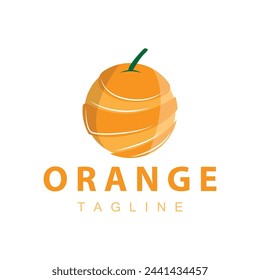 Simple minimalist orange logo garden plant design fresh orange fruit drink illustration template