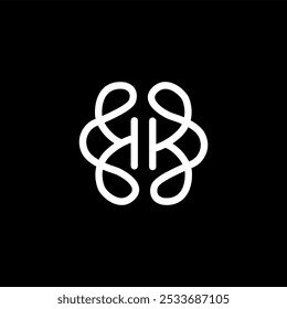 simples minimalista delinear inteligência conectada cérebro mente pensando logotipo plano preto e branco vetor