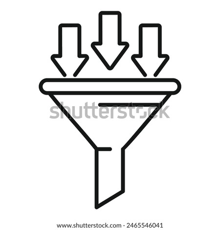 Simple and minimalist outline icon of conversion funnel for marketing and lead generation strategy in business. Modern and scalable design for web traffic and online campaign
