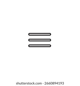 A simple, minimalist outline icon representing a hamburger menu, commonly used in user interfaces for navigation and accessing options. Isolated on white.