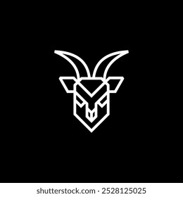 simple minimalist outline or line art style goat head or deer head logo design vector