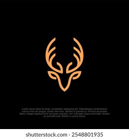 Simples, minimalista, esboço arte Veado, Stag, Alce, Moose chifres cabeça silhueta, logotipo, design adesivo