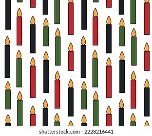 Simple minimalist outline lineal color icon of Kwanzaa seven candles - Mishumaa Sabaa. Vector illustration isolated on white background