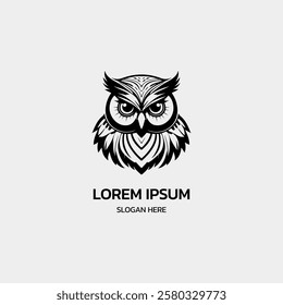 simple minimalist owl head logo template illustration icon element isolated on white background