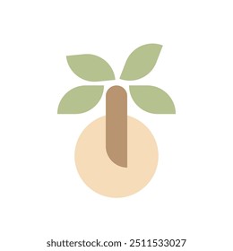 Vector de diseño de logo de palmera simple y minimalista en colores pastel para tu marca o negocio. 