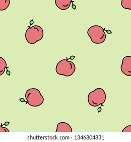 Simple minimalist pattern with apples, peaches. Seamless  design for fabric, cover, banner, interior, children's clothing, print for packaging cosmetics, gift packaging