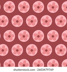 Simple minimalist pattern with flower and circles. Hand draw seamless floral texture for fabric, wrapping, textile, wallpaper, apparel.