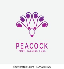 Simple minimalist peacock logo template, Illustration peacock