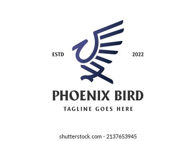 Simple Minimalist Phoenix Bird Line Outline Logo Design Inspiration