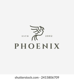 Simple minimalist Phoenix logo, popular mythologic animal vector