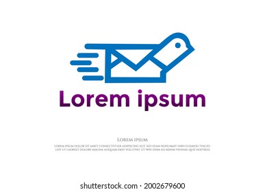 Simple Minimalist Pigeon Dove Canary Bird Mail Logo Design Vector