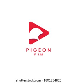 Simple and minimalist pigeon with play icon