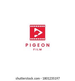 Simple and minimalist pigeon with play icon and filmstrip
