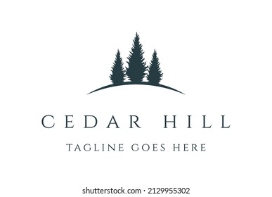 Simple Minimalist Pine Cedar Spruce Conifer Cypress Larch Fir Trees Forest for Outdoor Adventure Logo Design Vector