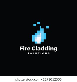 Simple and minimalist Pixel based fire cladding logo design.