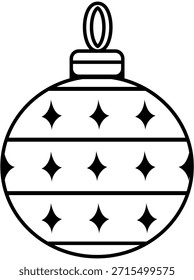 Simples minimalista plano Bauble Decoração de Natal com linhas e estrelas