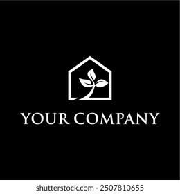 simple and minimalist plant house logo concept