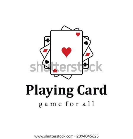 Simple Minimalist Poker Fun Game Playing Card for Gamble Bet Casino Sport Club Logo Design Vector