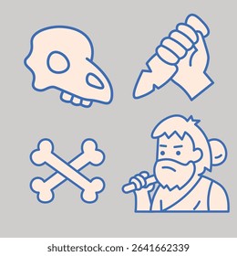 Simple Minimalist Prehistoric Caveman Stone Age Icon Illustrations
