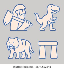 Simple Minimalist Prehistoric Caveman Stone Age Icon Illustrations