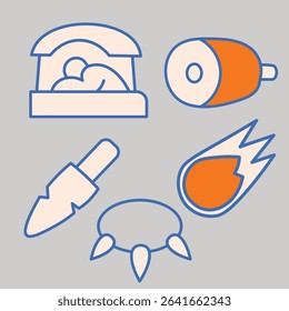 Simple Minimalist Prehistoric Caveman Stone Age Icon Illustrations