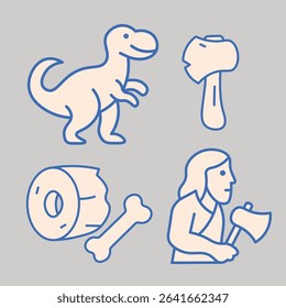 Simple Minimalist Prehistoric Caveman Stone Age Icon Illustrations
