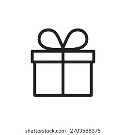 Simple Minimalist Present Box Line Art Illustration. Gift Box Line Icon in Minimal Style Vector Icons.