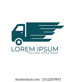 Simple Minimalist Quick Fast Shipping Truck Box Car for Delivery Package Transportation Icon Illustration Design Vector